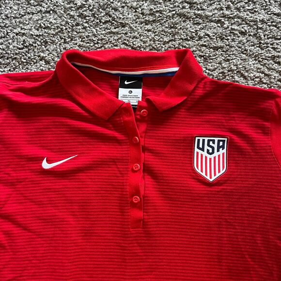 Nike Team USA Soccer Polo Shirt Jersey Red 2016 Olympics Women’s XL Short Sleeve - Picture 2 of 8